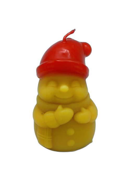 Bienenwachskerze Schneemann mit roter Mütze